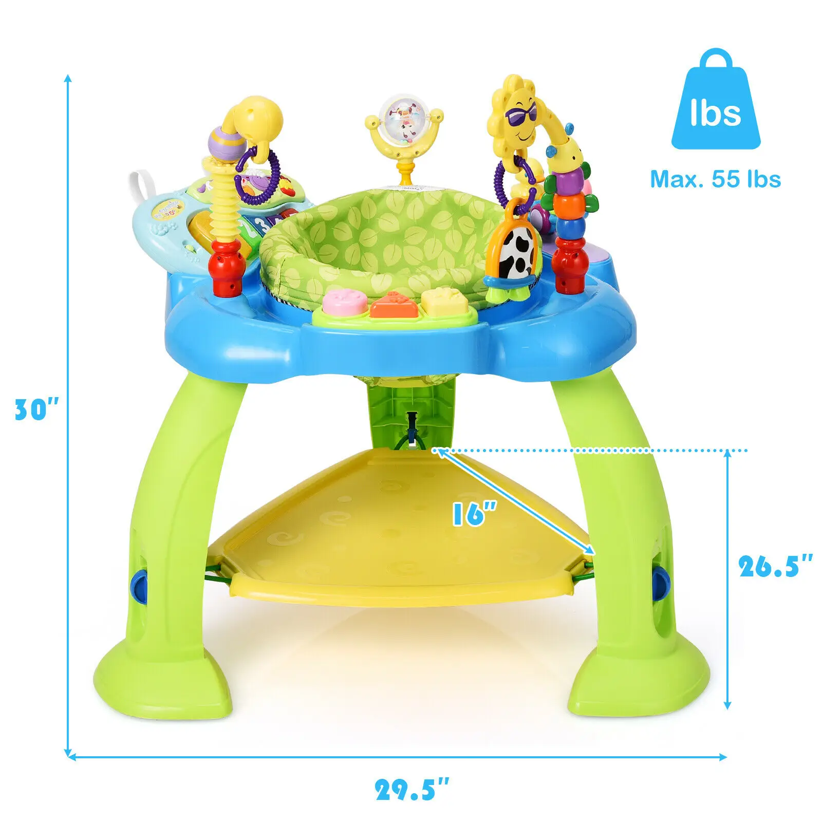 2-in-1 Baby Jumperoo Adjustable Sit-to-stand Activity Center W/360 Seat Green