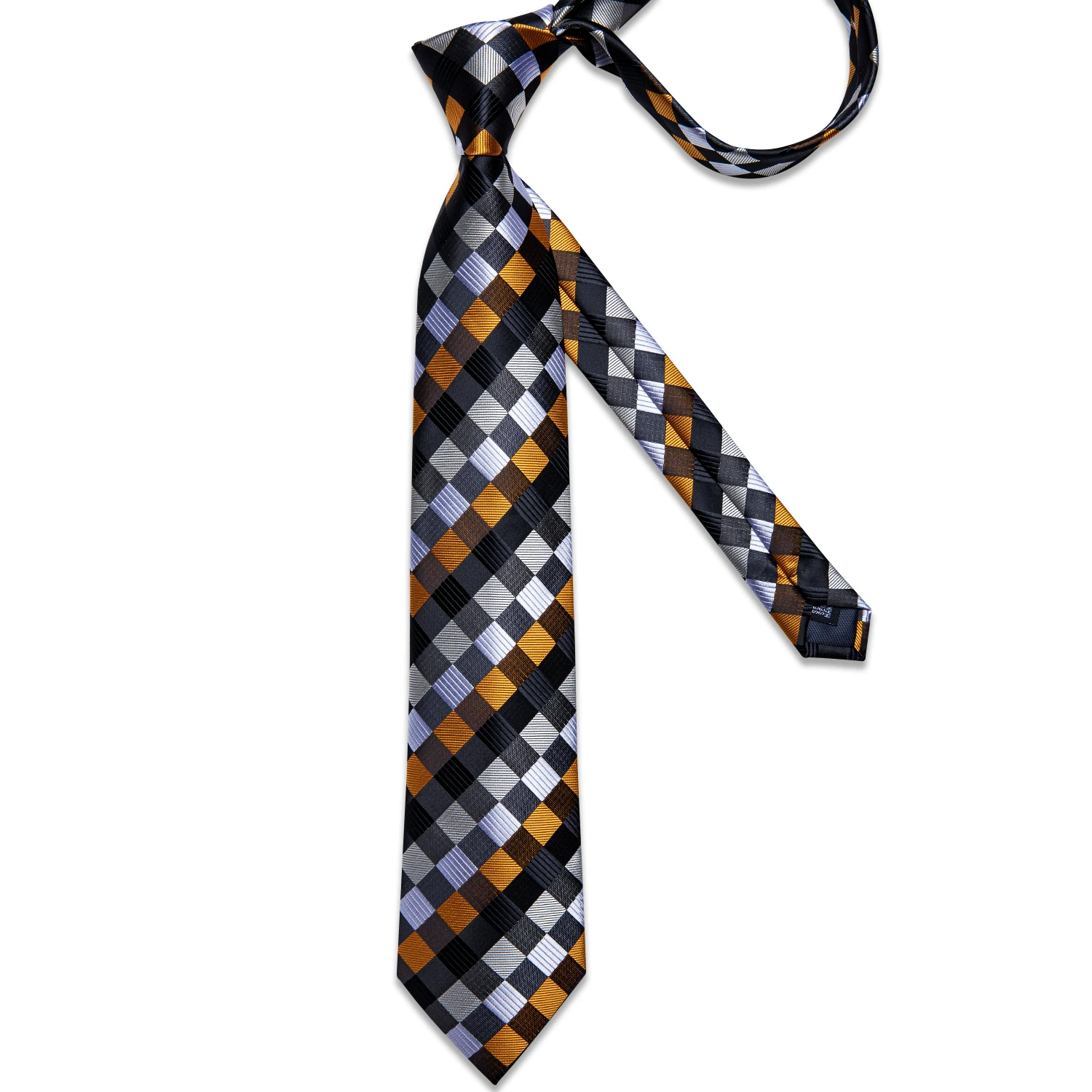 Neues modisches kariertes Herren-Krawatten-Set, hochwertige 8 cm breite Krawatte, Einstecktuch, Manschettenknöpfe, Business-Hochzeitskrawatte, Geschenk für Männer – Detail 11