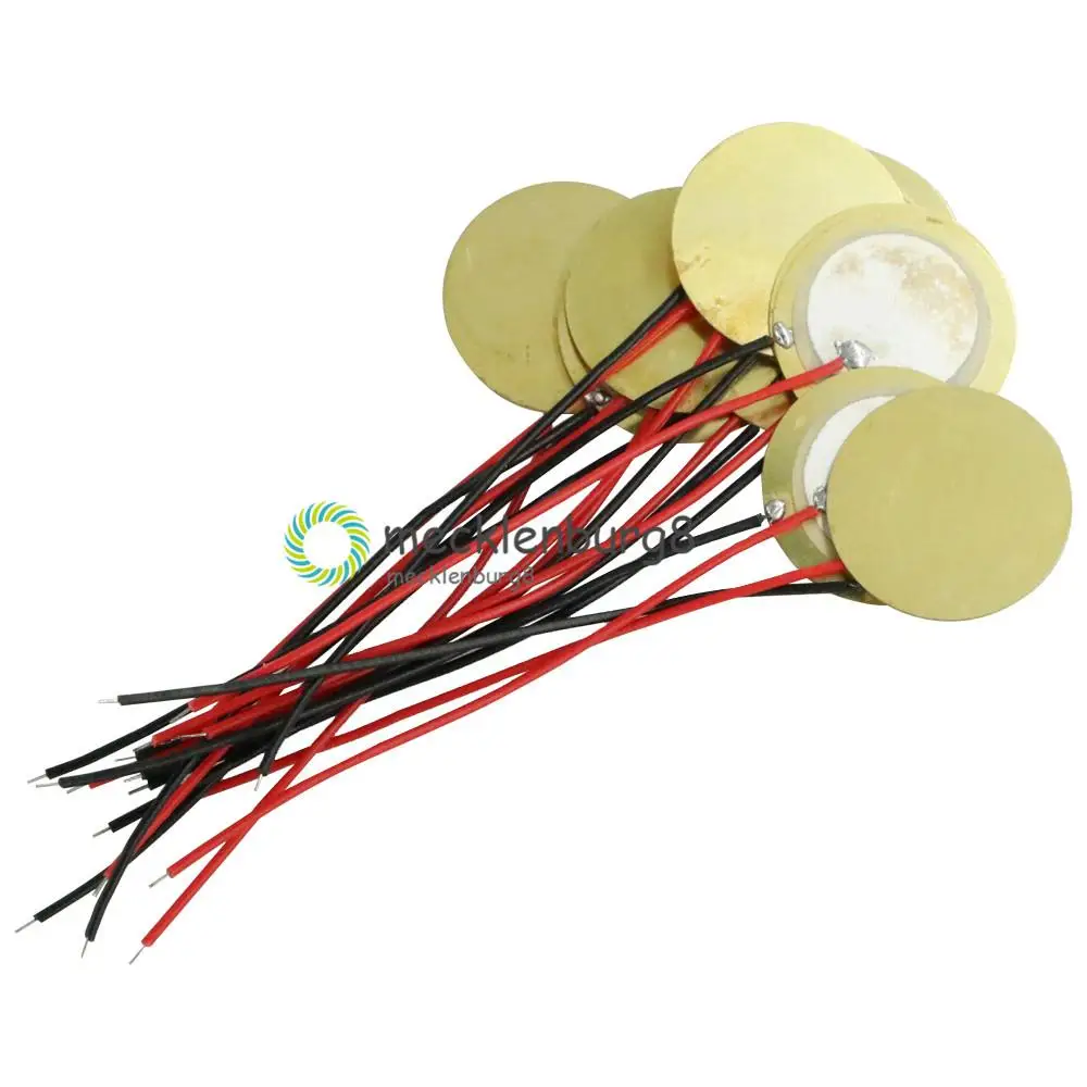 10PCS NEW 18mm Piezo Elements Sounder Sensor Trigger Drum Disc + wire copper m8