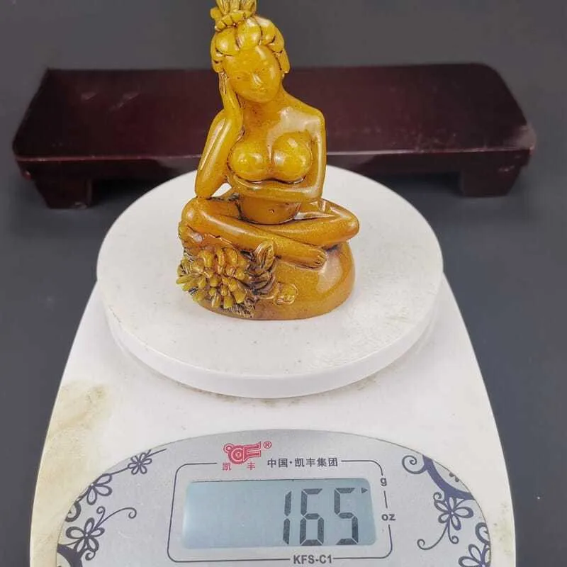 China Antique Imitate Shoushan Stone Hand Carved Mythology Figure Beauty Fairy Decoration Ornamental Statues et Sculptures