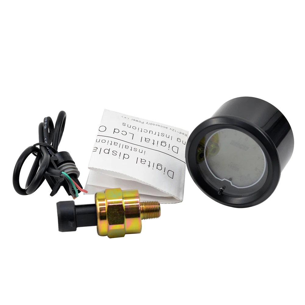 Dragon 52mm 7 Colors Backlight LCD Digital Pointer Auto Oil Pressure Gauge 0-900 Pka Press Meter For Car