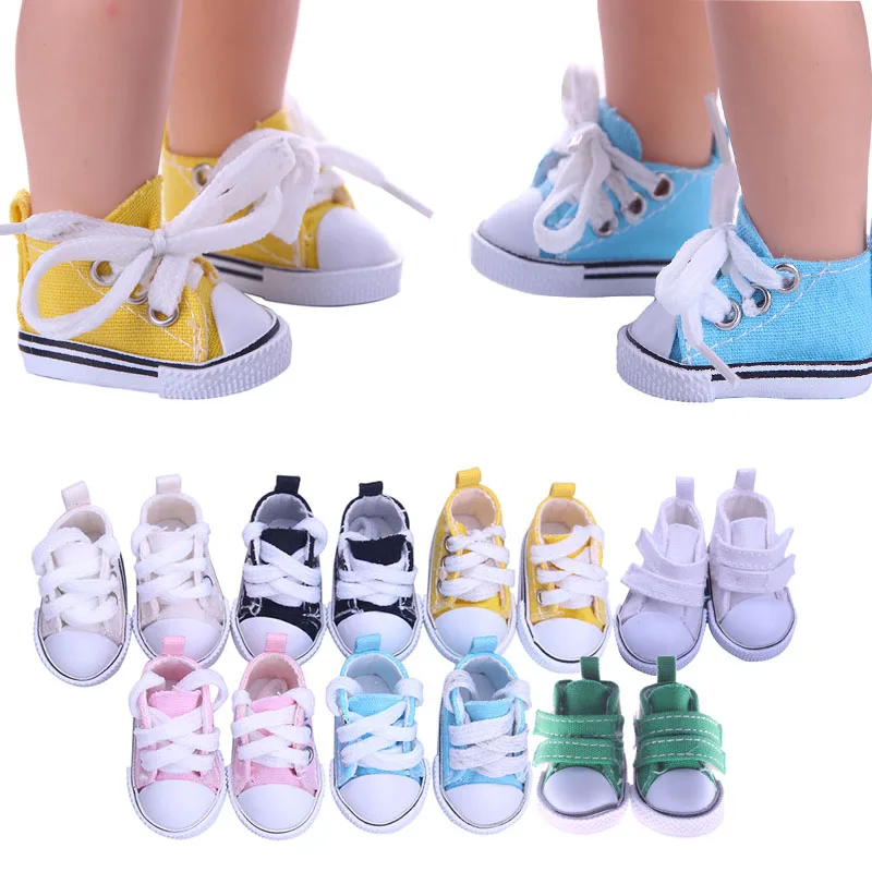 Doll Shoes Canvas Colored Shoes Strap Design / Paste For 14.5 Inch Wellie Wisher & 32-34 Cm Paola Reina Baby Girl`s Toy Gift