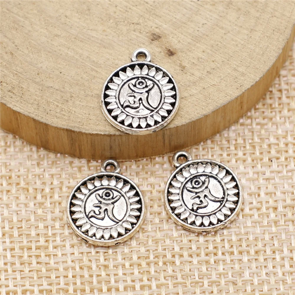 

Wholesale 200pcs/bag 13x15mm Double Sided Om Charms Wholesale Antique Silver Color For Jewelry Making Charms