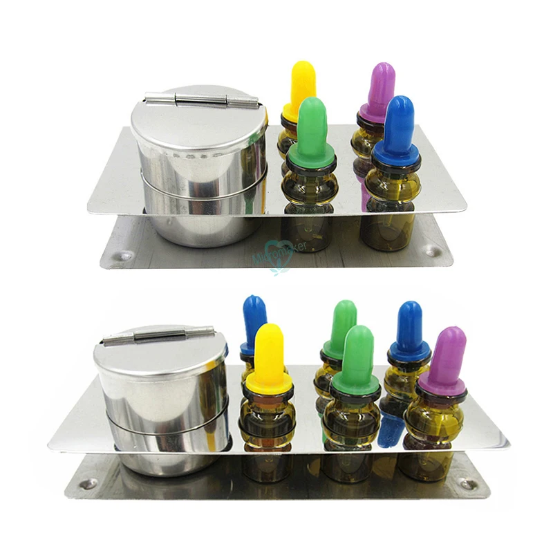 

1pcs Dental Oral Liquid Solution dispenser Management Bottles with Stainless Steel Stand for Dentist Lab Set