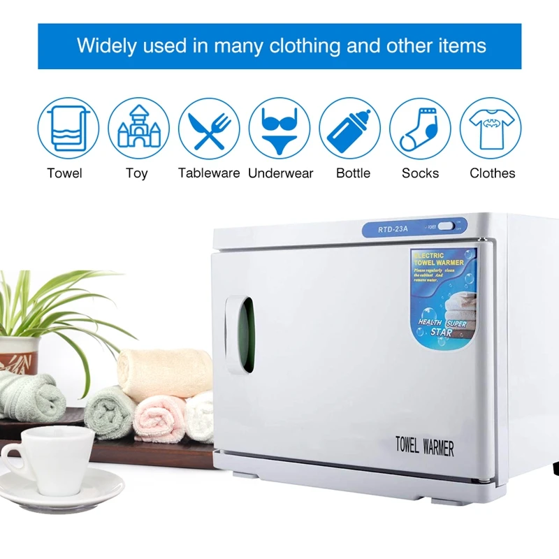 23L Towel Warmer Cabinet Disinfection Large Sterilizer Heater Box With UV Light For Spa Beauty Salon Nails Tools Sterilization