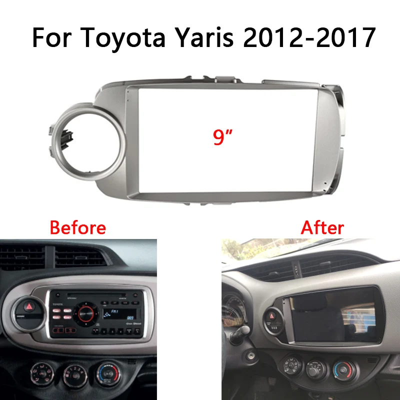 9 Inch Android Car Radio Frame Kit For Toyota Yaris 2012-2017 Auto Stereo Center Console Holder Fascia Trim Bezel Faceplate