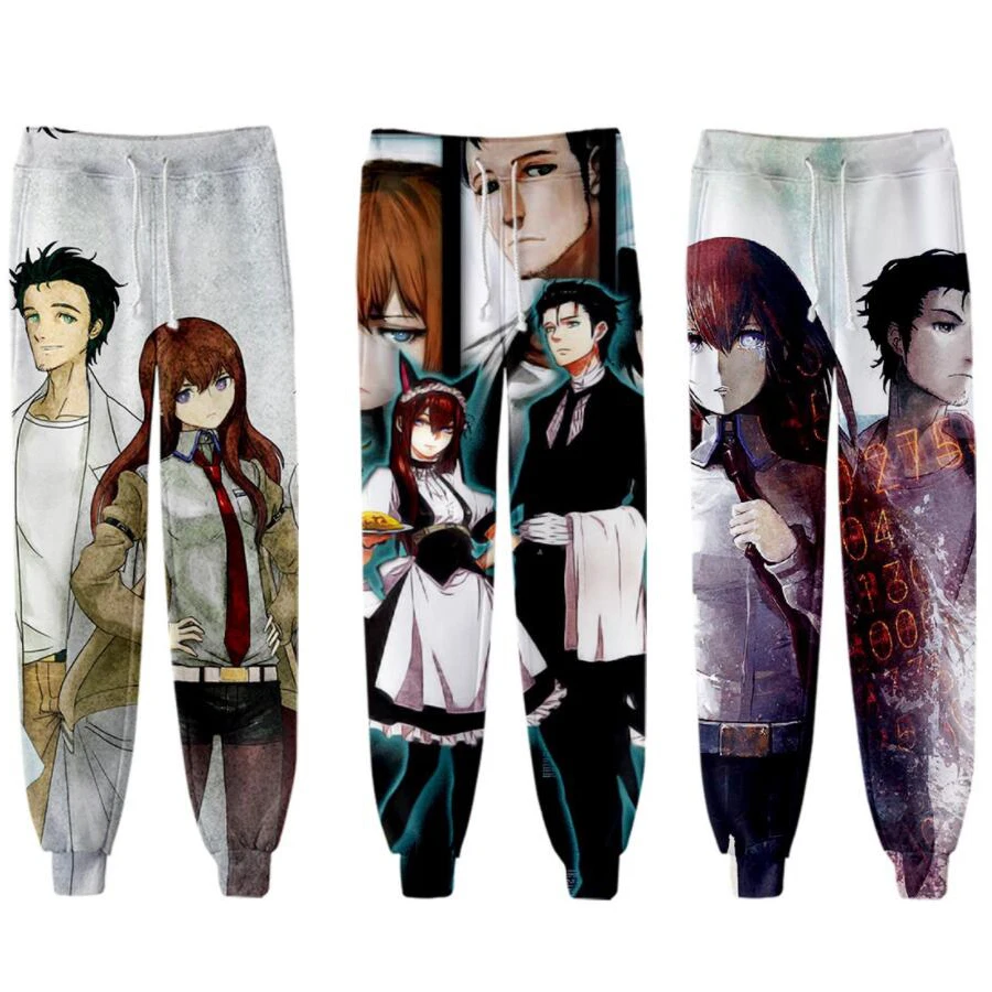 Anime Steins Gate 3D Joggers Pants Men/Women Casual Trousers Hip Hop Sweatpants Makise Kurisu Okabe Rintarou Cosplay Costumes