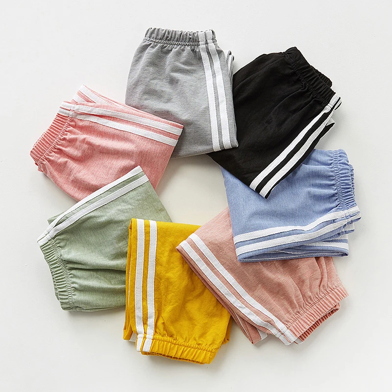 Spring Cotton Pants for Boys Girls Casual Sports Jogging Pant Summer Striped Loose Pants for Kids Children Trousers Clothes 2021