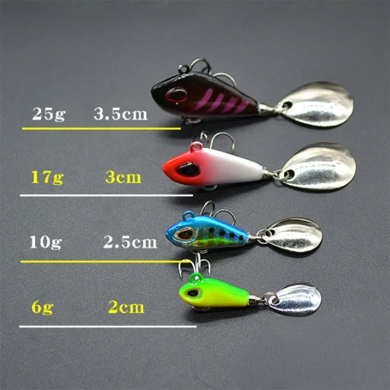 1pcs Metal Mini VIB with Spoon Fishing Lure 6g10g17g25g Winter Fishing Tackle Crankbait Vibration Spinner Sinking Bait