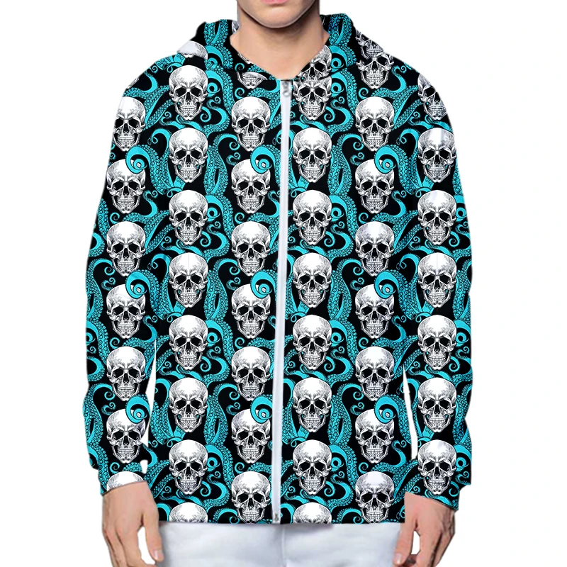 

3D Printed Skeleton Tentacle Skull Fashion Men's/Women's Zip Hoodies Zipper Jacket Streetwear Hoodie Oversize Unisex Wholesale