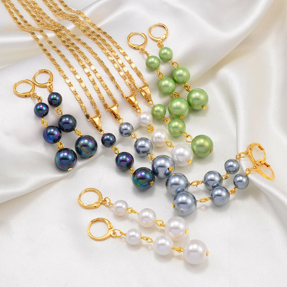 Anniyo Balls Pearl Jewelry sets Hawaiian Pendant Necklaces Earrings Guam Micronesian Chuuk Pohnpei Birthday Jewelry #242506B