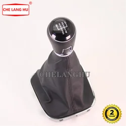 5 Speed Gear Stick shift knob Level leather Boot For VW Polo 6R Hatchback 2009 2010 2011 2012 2013 Car-styling