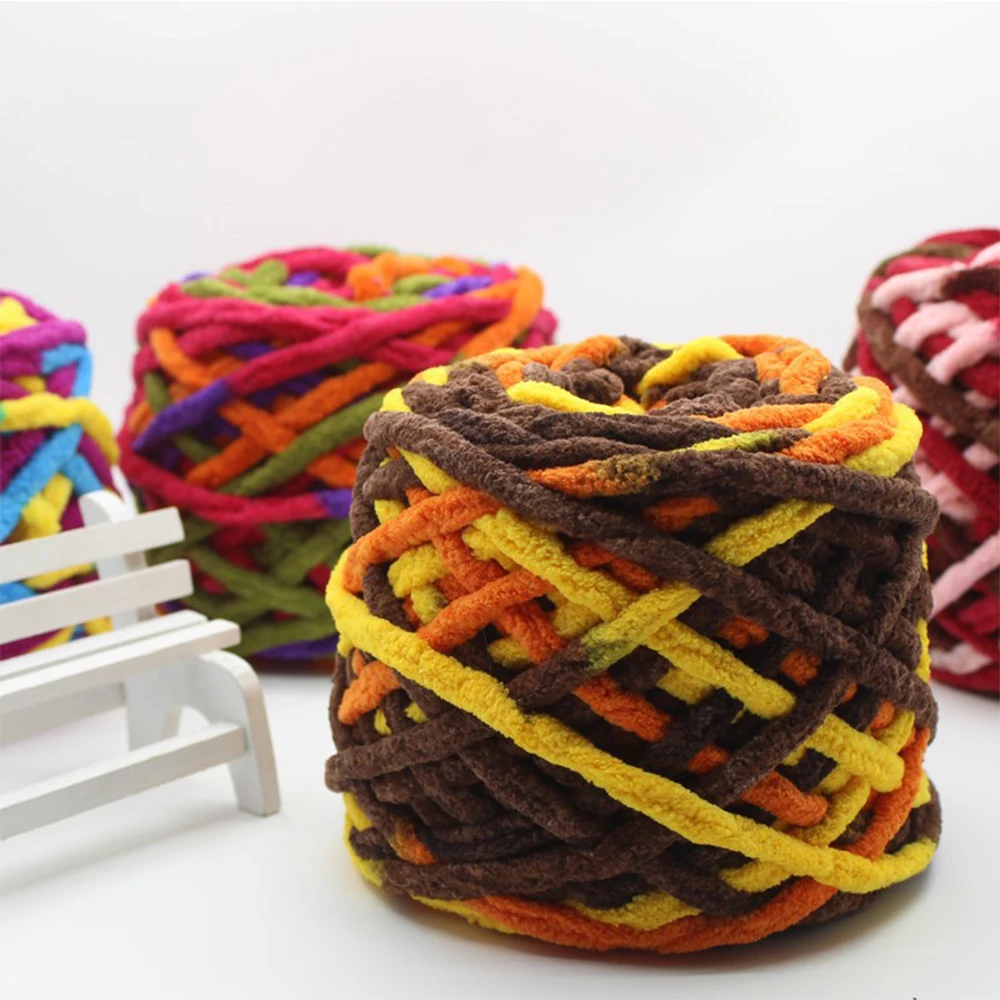 1 Ball Lce Line Blended Chenille Colorful Dye Scarf Hand-knitted Yarn For Knitted Scarf Slippers Hat Gloves 100g