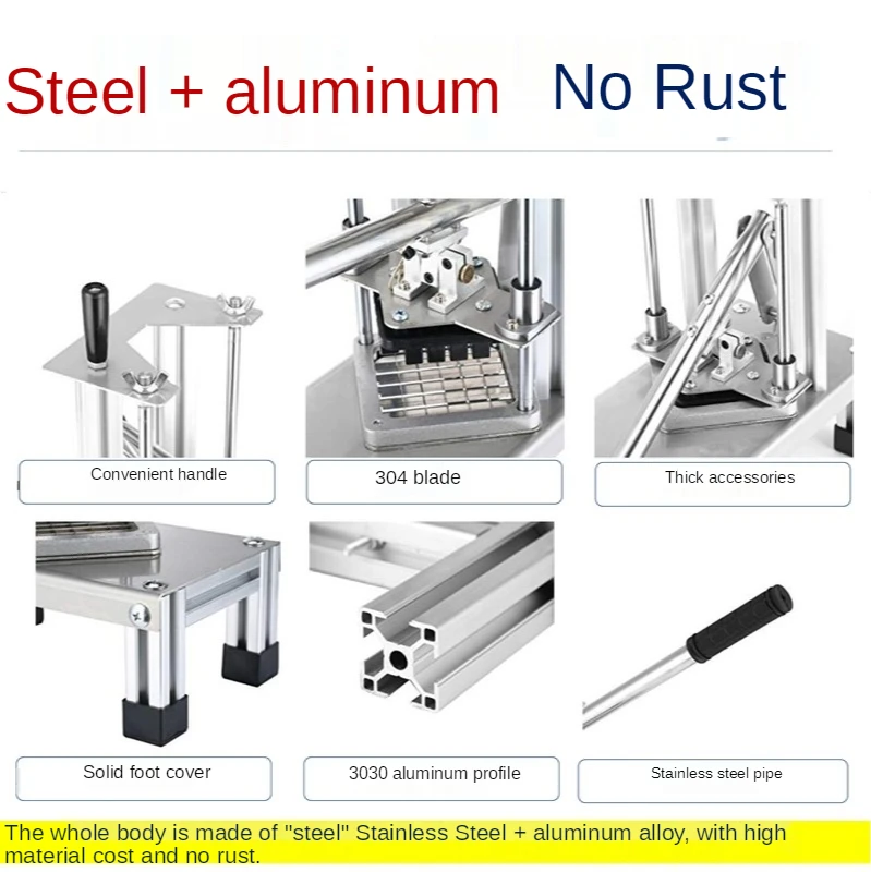 French Fries Cutting Machine Artifact Potato Chipping Machine Vegetable and Fruit Slicer with 3 Stainless Steel Knives