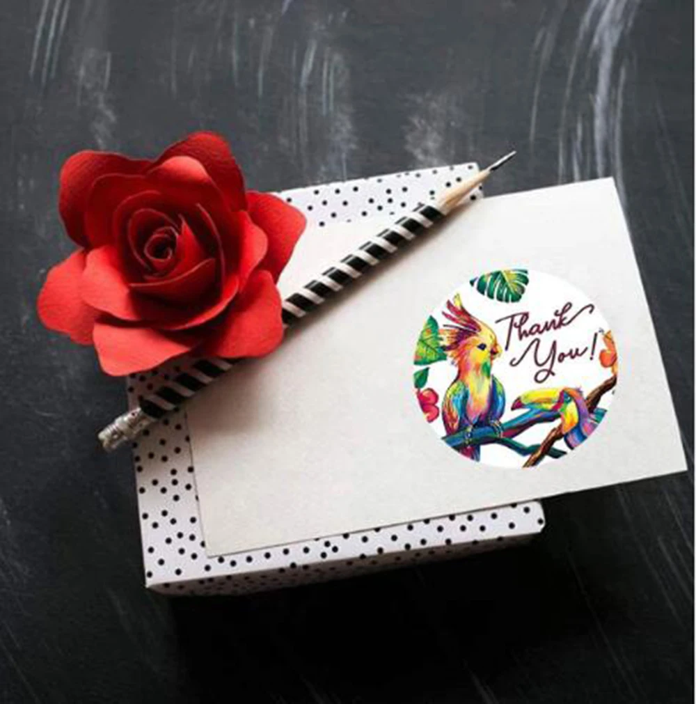 500pcs Cute Thank You Sticker 2.5cm Watercolor Animal Label Packaging Sealing Decoration Stationery Sticker