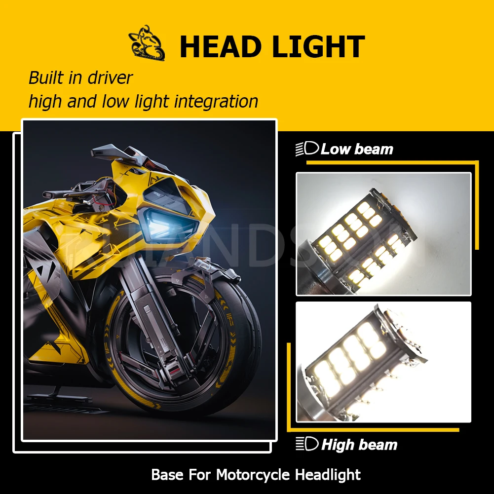 White Motorcycle Motorbike H6 Headlight 6V 12V DC BA20D Bixenon Beam 2835 56smd LED Moped Scooter ATV Lamp Bulb Aluminum Light