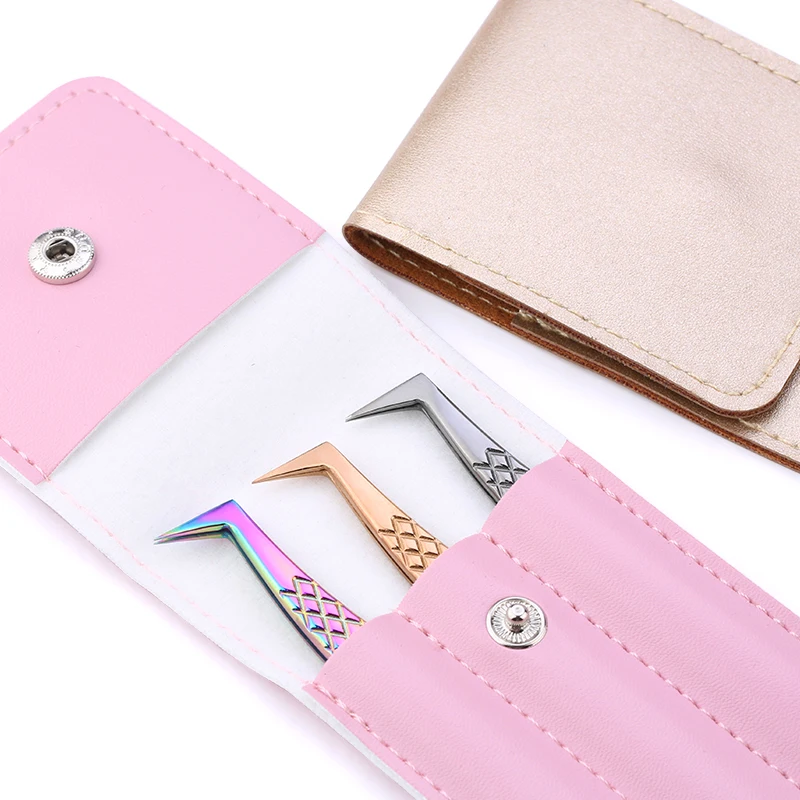 Eyelash Extension Special Tweezers Leather Case Professional storage bag for tweezers Eyelashes Kit Portable safe makeup tools