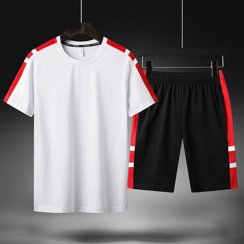 6XL Summer Sports Wear Cotton Men Tracksuit Loose Quickly Dry Sweatshirt+pant Male Running Jogger Fitness Gym Workout Casual Set