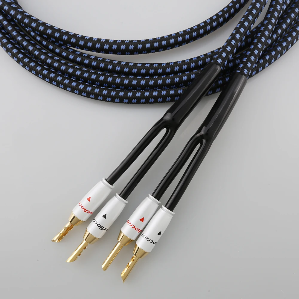 Ein Paar Audiocrast SP14 HIFI versilberte Lautsprecherkabel, hochwertiges OCC-Lautsprecherkabel für Hi-Fi-Systeme, Y-Stecker, Bananenstecker. – Detail 15