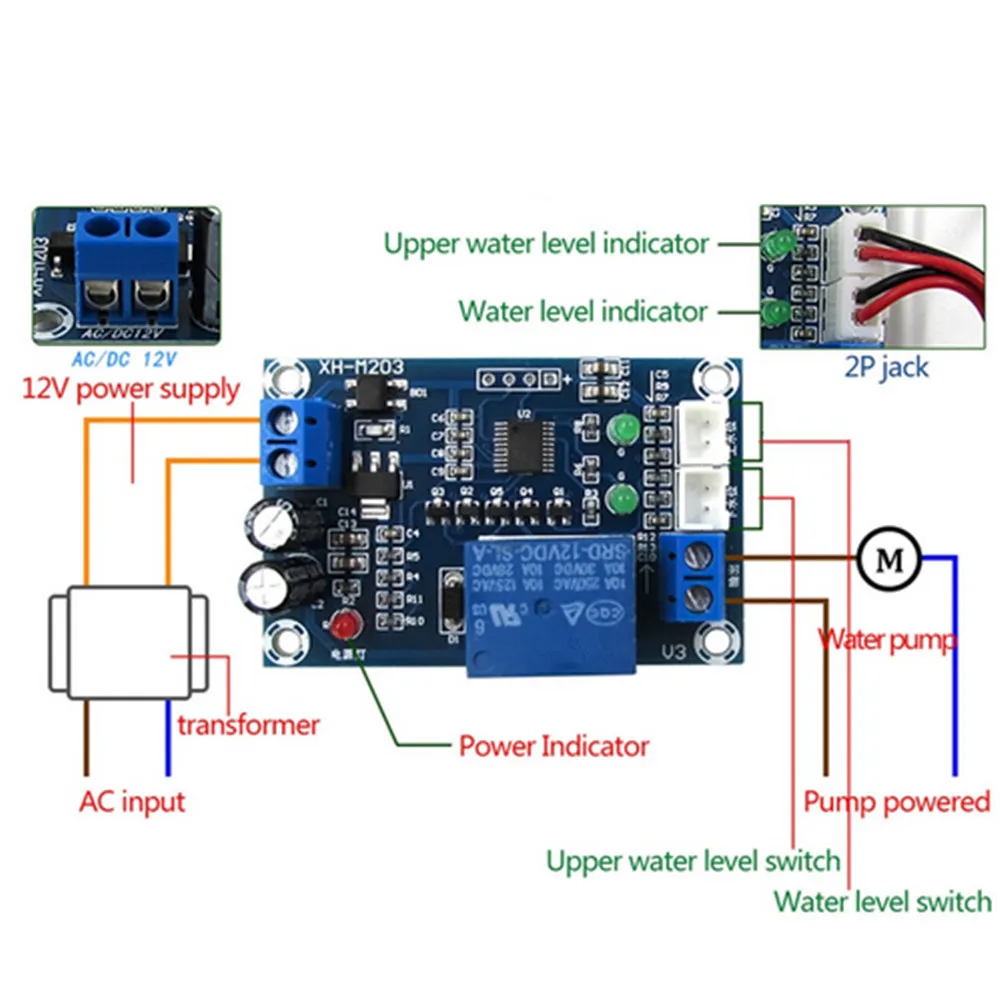 XH-M203 12V Water Level Automatic Controller Relays Liquid Sensor Switch Solenoid Valve Motor Pump Automatic Control Relay Board