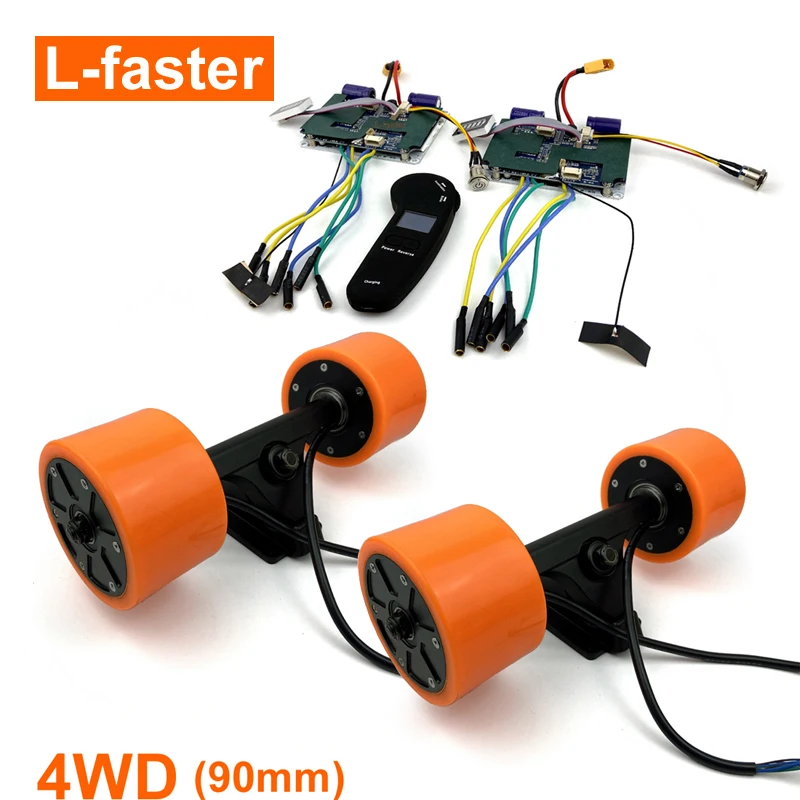 L-faster 4WD Electric 4 Wheels Skateboard Hub Motor Conversion Kit For Electronic Longboard Four 90mm Motor Wheel Drive Remote