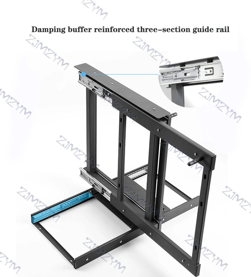 Kast Hoek Volledige Trek Mand Ingebouwde Gehard Glas Lade Plank, Dragende 80Kg, verwijderbare, Hoogte Verstelbare