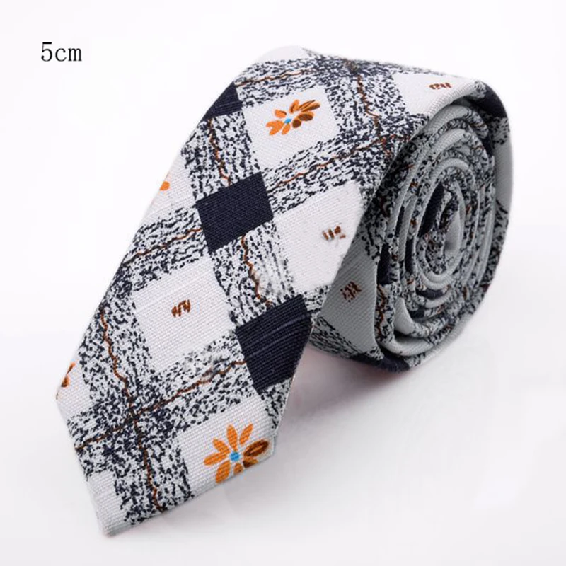 GUSLESON New fashion 5cm Soft Cotton Skinny print Ties Flowers Necktie for Wedding Party Business Formal Gift For Men