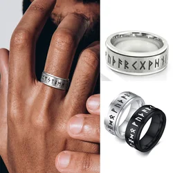 Divination Spinner Ring With Runes. Stainless Steel Norse Witch Ring. Elder Futhark Runes Ring. Norse Pagan Ring With Runes