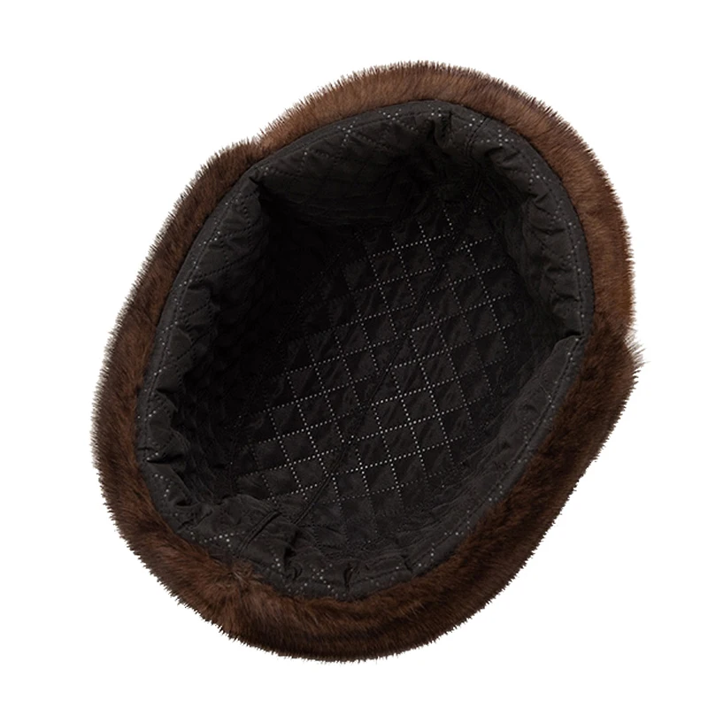 Mink Fur Caps Men Luxury Winter 100% Whole Marten Hair Genuine Leather Bomber Hats Male Thick Ear Warm Brown/Black Gorras Hombre