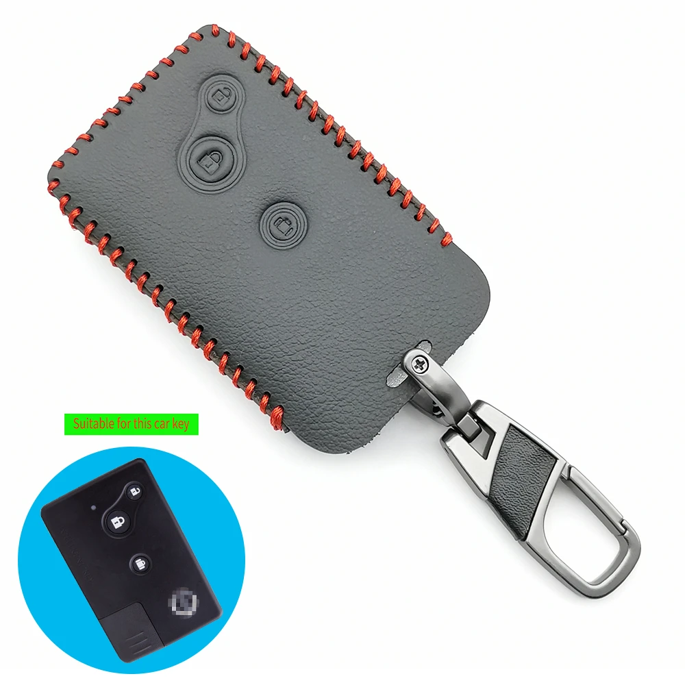 Leather Key Case Cover For Nissan Teana (Old Model) 3 Buttons Smart Card Car Remote Key Blade Fob Auto AccessoriesShell