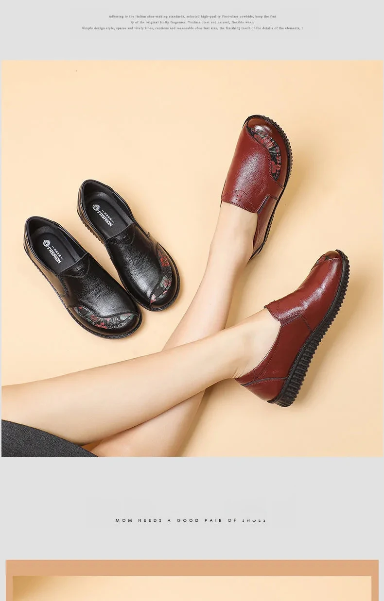 Echt leder Ballerinas Schuhe Frauen Vintage Luxus hochwertige Slipper Damen Mokassins lässig elegante Damen breite Schuhe – Detail 22