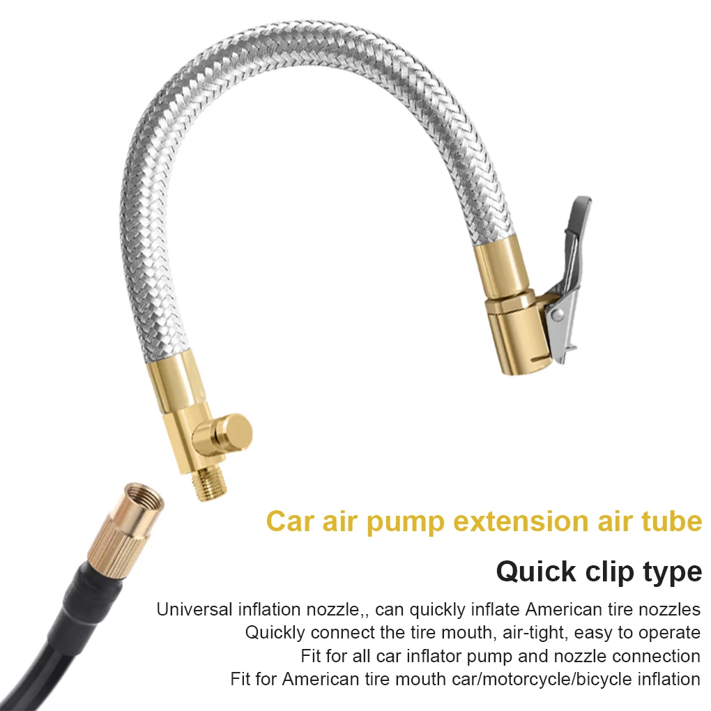 Car Motorcycle Bike Tire Air Inflator Hose Inflatable Tube Hose Inflator Tube Connection Quick Inflation Chuck Locking Air Chuck