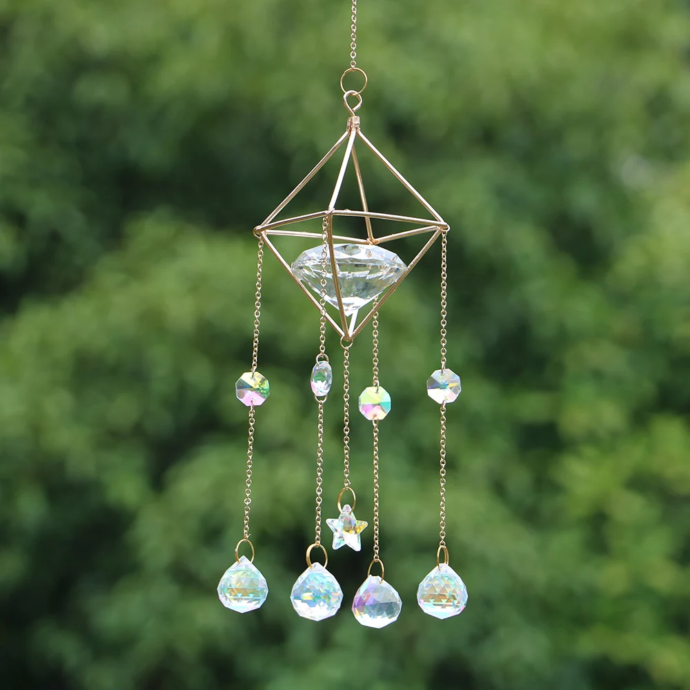 

Suncatcher Crystal Wind Chimes Star Moon Sun Catchers Handmade Garden Hanging Pendant Ornament Window Curtain Home Decoration