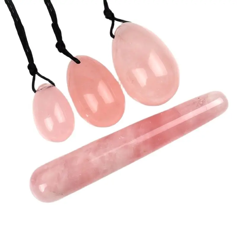 

Rose Quartz Massage Egg Set Yoni Wand Natural Crystal Jade Mineral Ball Kegel Vaginal Exercise Tool Pelvic Floor Muscle Health