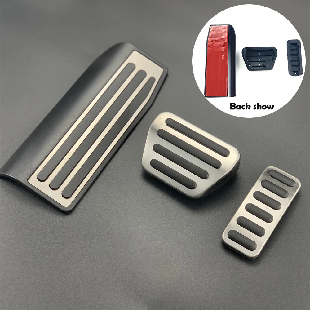 2pcs Car Brake and Accelerator Pedals Cover for Land Rover Range Rover Sport Discovery 5 L405 L494 L462 Stainless Steel + Rubber