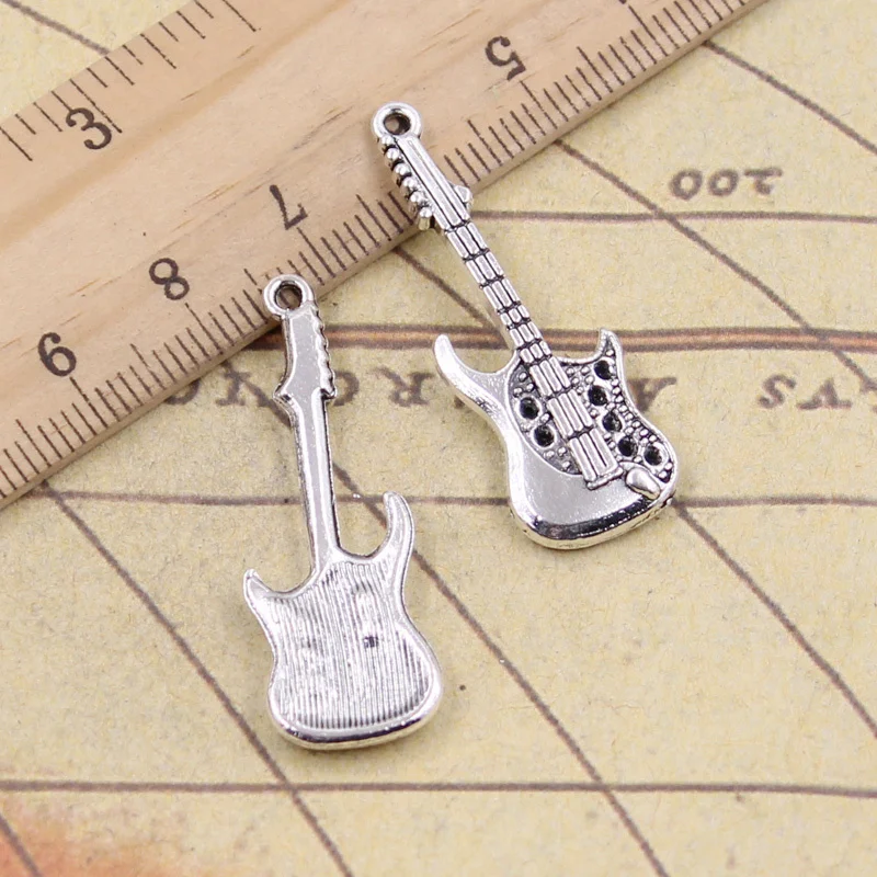 

12pcs Charms Electic Guitar 36x12mm Antique Silver Color Pendants Making DIY Handmade Tibetan Finding Jewelry For Bracelet