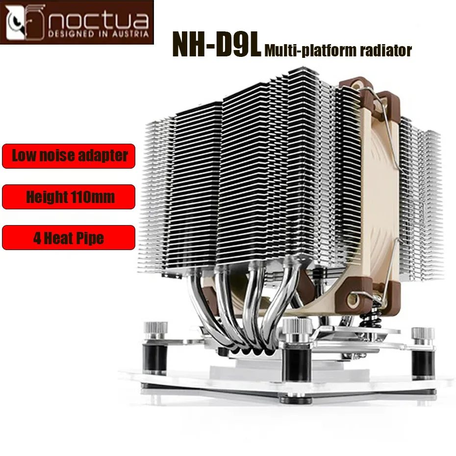 

Noctua NH-D9L 4 heatpipe Double tower CPU cooler with NF-A9 PWM 92mm Fan Silent CPU cooing fan For intel 2066 2011 115X AMD AM4