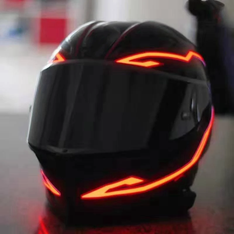 4PCS Motorcycle LED Night Light Riding Signal Helmet EL Cold Light 3 Mode Bike Helmet Led Light Strip Kit Bar