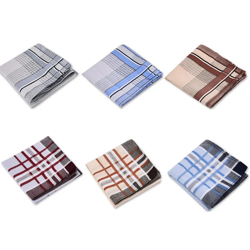 

3Pcs 43x43cm Square Vintage Checkered Scarf Sweat Towels Men Suit Pocket Cotton Handkerchiefs Wedding Party Gift