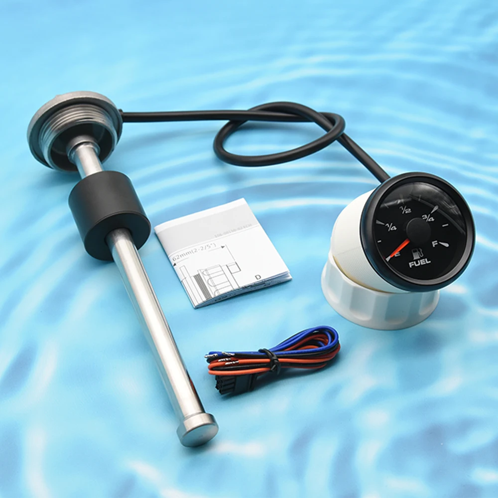 52mm Waterproof Car Boat Fuel Level Gauge with 7 Backlight 0~190 ohm Fuel Level Sensor Fuel Sending Unit 150mm 200mm 250mm 500mm