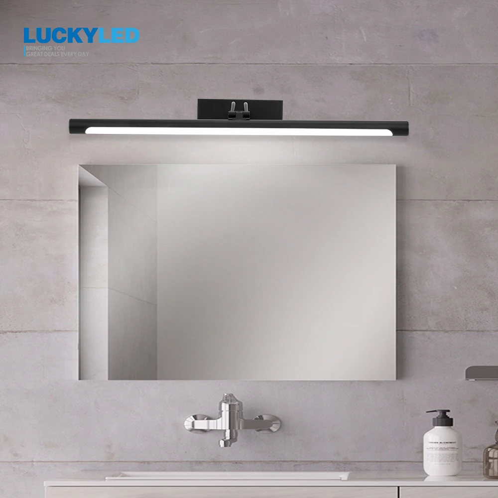 

LUCKYLED Modern Led Wall Light Waterproof Bathroom Lamp 8W 12W AC85-265V Black Color Wall Lamp Vanity Light Fixtures Sconce