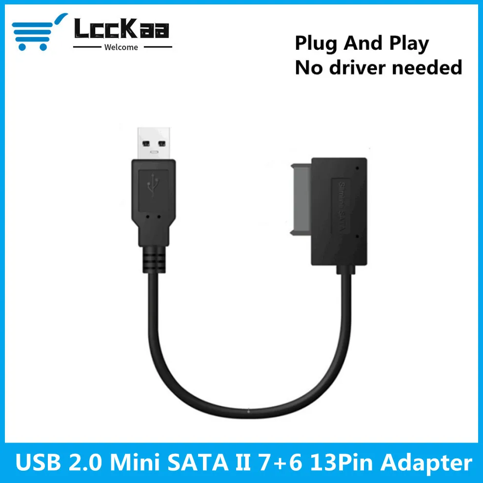 Adaptador USB para SATA para Notebook, SATA para USB 2.0 para SATA 6P + 7P, 13 pinos, conversor de CD, DVD Rom, Slimline Drive para PC, Laptop, Notebook