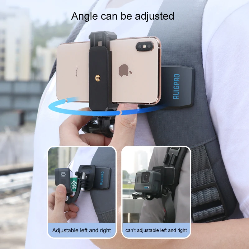 360 Degree Quick Release Rotary Backpack Hat Clip Fast Clamp Mount For Gopro xiaoyi Iphone and All 3.5-6.8 Inch Cell phone