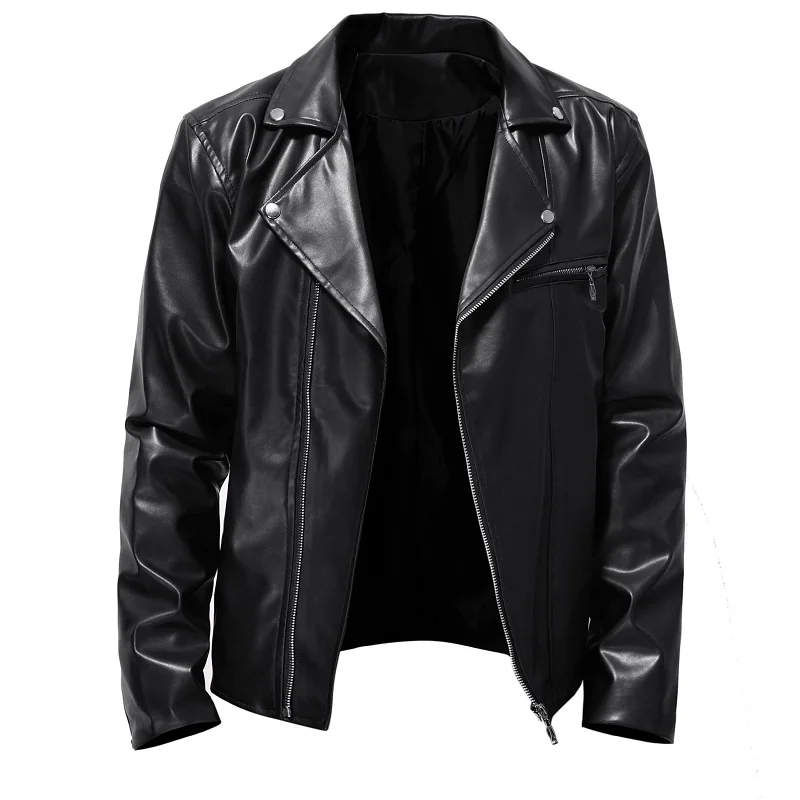 Spring Autumn Fashion Men Streetwear Black PU Leather  Jacket Mens Zipper Hip Hop Coat Male Motorcycle Faux Leather Jackets