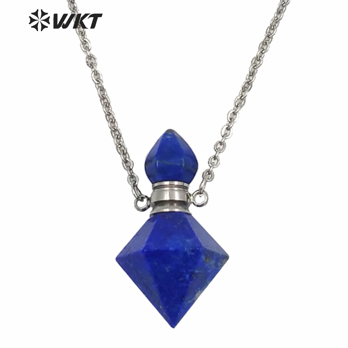 

WT-N1193 Women Fashion Gold Gyro Shape Colorful Stone Beautiful Natural Bottle Necklace For Perfume Decoration