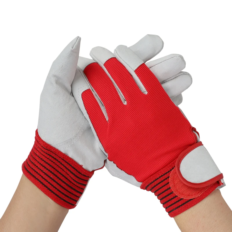 QIANGLEAF Dock Airport Tool Repair Mechanic Leather-Cloth Breathable Work Gloves Sports Riding Safety Industrial Protection 5163