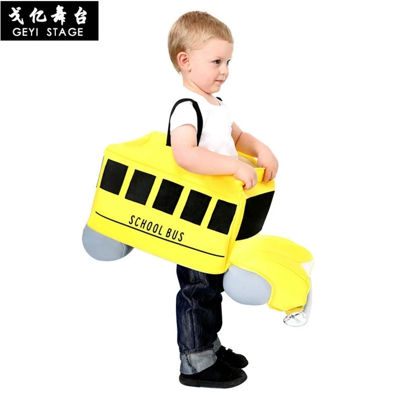 

New Costume Adult Kids Yellow School Bus Baby Party Role Cosplay Costumes for Men Women Cartoon Suit Clothing