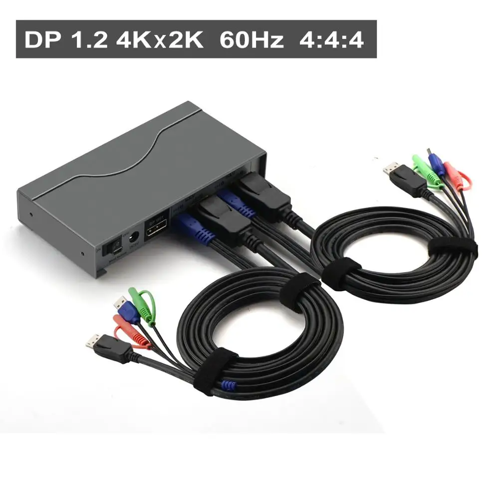 2-portowy przełącznik KVM Displayport, przełącznik KVM DP z rozdzielczością Audio i mikrofonu do 4K x 2K @ 60Hz 4:4:4, CKL-21DP