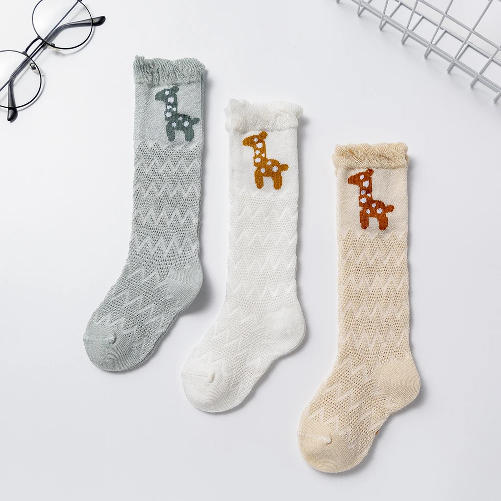 3Pairs/lot 0-2Y Baby Socks Summer Cotton Animal Deer Kids Stockings Girls Mesh Cute Socks