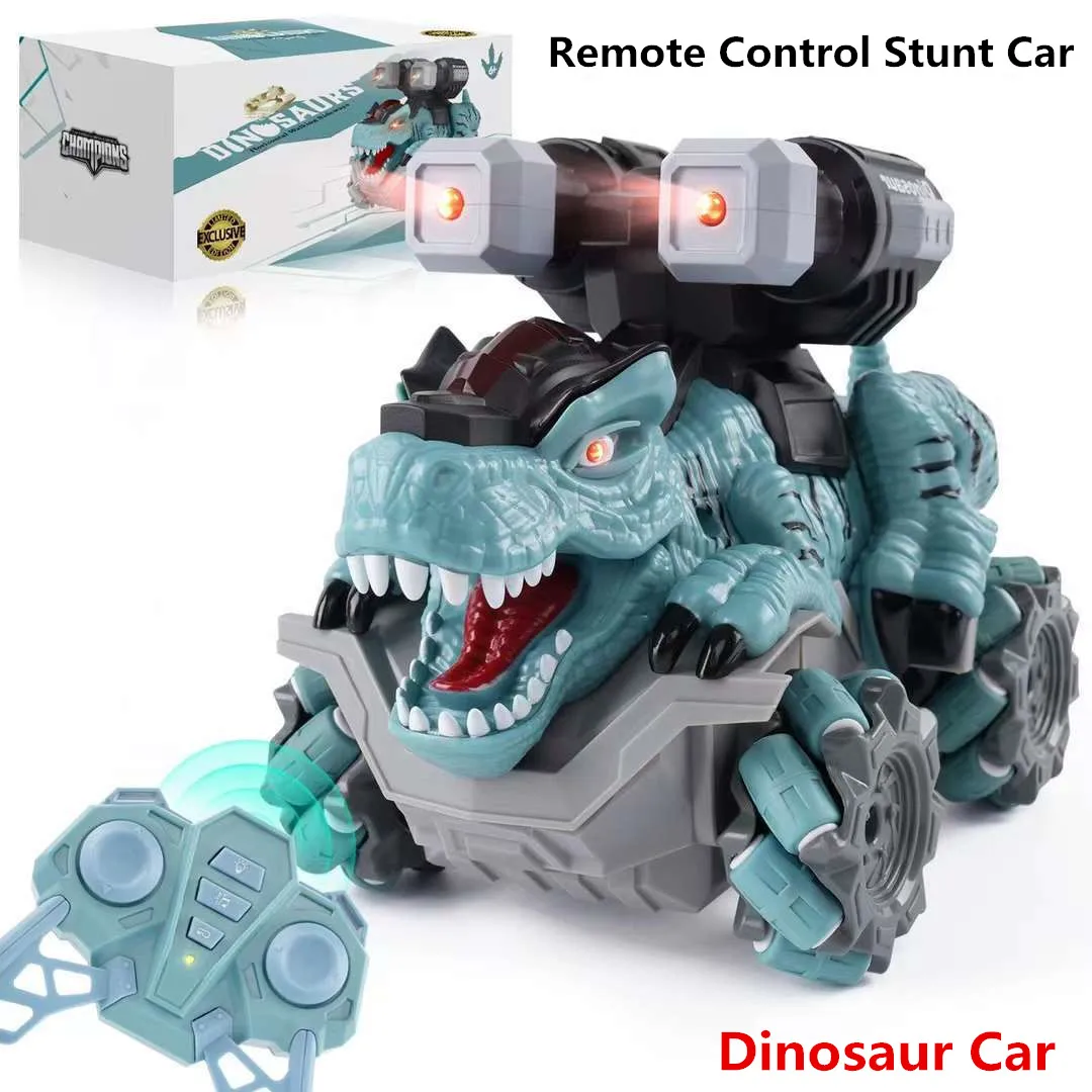 MMBL RC Car Toy Remote Control Stunt Car With Light Music Sliding Upright Children's Toys Dinosaur Car RTG